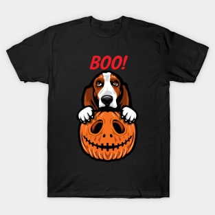 Halloween Pumpkin Basset Hound T-Shirt